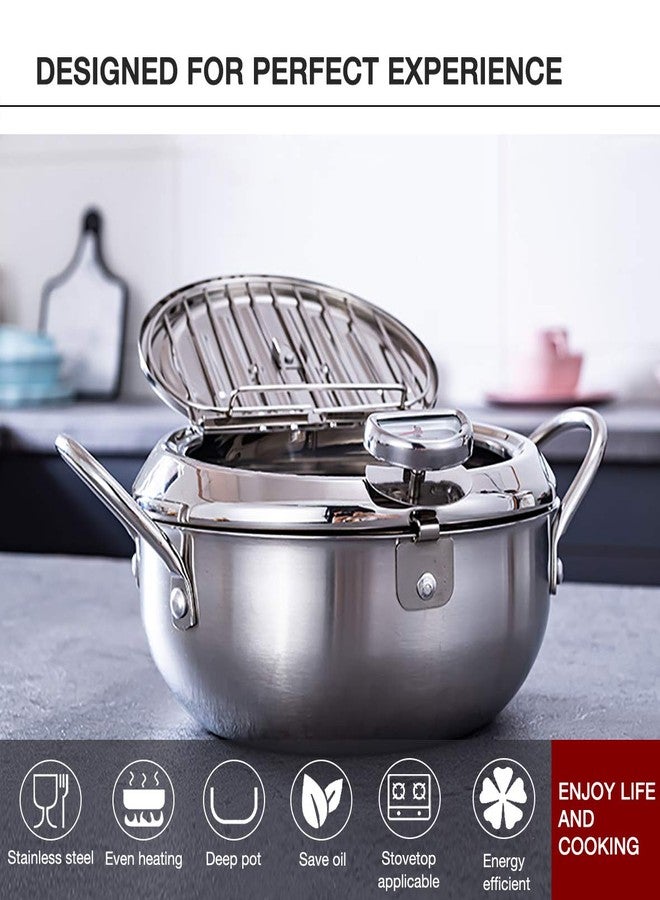 EAMATE Tempura Fry Pot, Stainless Steel Tempura Deep Fryer with Thermometer, 8 Inches, Mini Size Perfect for 2-3 People - Image 5